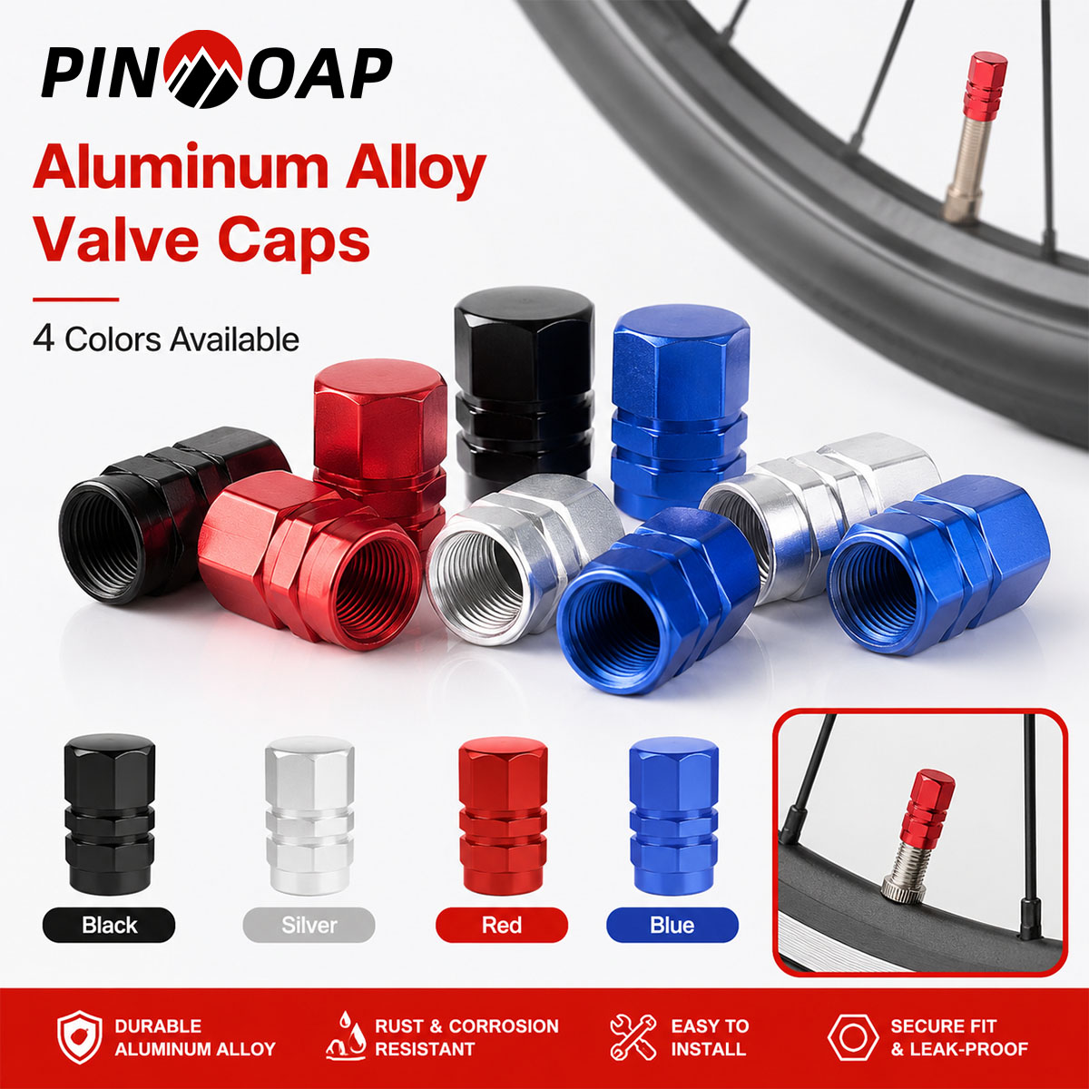 Motorcycle Valve Cover - PINMOAP 4/12PCS 육각 밸브 스템 캡